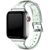Przezroczysty pasek z cekinami dla Apple Watch Ultra 49 mm / 45 mm / 44 mm / 42 mm - zielone