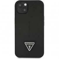 Pokrowiec Guess Saffiano Triangle dla iPhone 13 - czarny