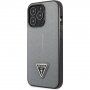 Pokrowiec Guess Saffiano Triangle dla iPhone 13 Pro - srebrny