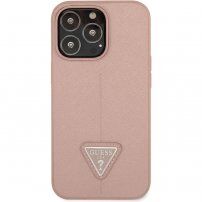 Pokrowiec Guess Saffiano Triangle dla iPhone 13 Pro Max - różowy