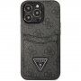 Guess 4G Saffiano Podwójne etui na karty z kieszenią na karty dla iPhone 13 Pro Max - szary