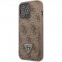 Guess 4G Saffiano Podwójne etui na karty z kieszenią na karty dla iPhone 13 Pro Max - brązowe