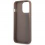 Guess 4G Saffiano Podwójne etui na karty z kieszenią na karty dla iPhone 13 Pro Max - brązowe