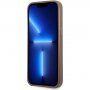 Guess 4G Saffiano Podwójne etui na karty z kieszenią na karty dla iPhone 13 Pro Max - brązowe