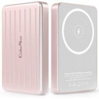 Magnetyczny bezprzewodowy powerbank CubeNest S1B0 z portem USB-C - 5 000 mAh - różowa