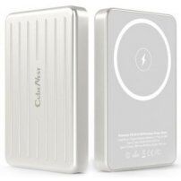 Magnetyczny bezprzewodowy powerbank CubeNest S1B0 z portem USB-C - 5 000 mAh - srebrna