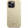Guess Glitter Flakes Metal Logo brokatowy pokrowiec dla iPhone 14 Pro Max - złote