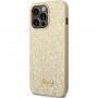 Guess Glitter Flakes Metal Logo brokatowy pokrowiec dla iPhone 14 Pro Max - złote