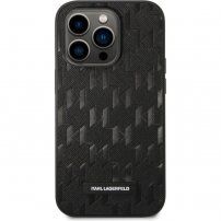 Karl Lagerfeld Saffiano Monogram pokrowiec dla iPhone 14 Pro Max - czarny