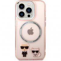 Karl Lagerfeld Karl and Choupette kryt z MagSafe dla iPhone 14 Pro Max - różowy