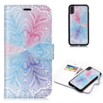 2w1 zdejmowany pokrowiec ochronny flip dla Apple iPhone XS / iPhone X - kolorowy kwiat