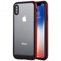 GOOSPERY etui przezroczyste z kolorową ramką dla Apple iPhone XS / iPhone X - czarno-czerwone