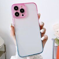 Przezroczysty pokrowiec z dwukolorową ramką dla iPhone 11 Pro Max - różowo-niebieski