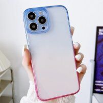 Przezroczysty pokrowiec z dwukolorową ramką dla iPhone 12 Pro - niebiesko-różowy