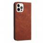 Skórzane etui z klapką i wzorem dla iPhone 12 / 12 Pro - brązowy