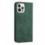 Skórzane etui z klapką i wzorem dla iPhone 12 Pro Max - ciemnozielony
