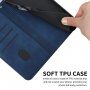 Skórzane etui z klapką i wzorem dla iPhone 13 - ciemnoniebieski