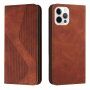 Skórzane etui z klapką i wzorem dla iPhone 13 Pro - brązowy