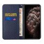 Etui z klapką z wzorem włókna węglowego dla iPhone 14 Pro - niebieskie