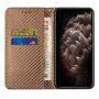 Etui z klapką z wzorem włókna węglowego dla iPhone 14 Pro - brązowy