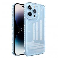 Przezroczysty pokrowiec z efektem diamentu dla iPhone 14 Pro - niebieskie