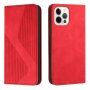 Skórzane etui z klapką i wzorem dla iPhone 14 Pro - czerwony