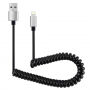 Rozciągliwy kabel do ładowania i synchronizacji dla iPhone / iPad / iPod - 30-100cm - czarny