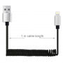 Rozciągliwy kabel do ładowania i synchronizacji dla iPhone / iPad / iPod - 30-100cm - czarny