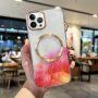 Przezroczysty pokrowiec z wzorem w kolorze wody i MagSafe dla iPhone 12 Pro Max - czerwony