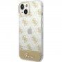 Pokrowiec Guess Peony Glitter Script Logo dla iPhone 14 - złote