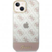 Pokrowiec Guess Peony Glitter Script Logo dla iPhone 14 - różowy