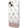 Pokrowiec Guess Peony Glitter Script Logo dla iPhone 14 - różowy