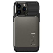 Wytrzymały pokrowiec Spigen Slim Armor z podstawką i MagSafe dla iPhone 14 Pro Max - szary