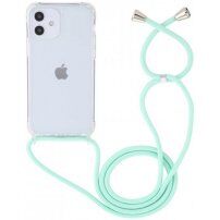Przezroczysty pokrowiec ze sznurkiem dla iPhone 12 / 12 Pro - turkusowy