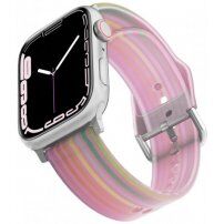 Matowy, półprzezroczysty silikonowy pasek z paskami dla Apple Watch Ultra 49mm / 46mm / 45mm / 44mm / 42mm - różowy