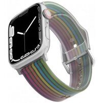 Matowy, półprzezroczysty silikonowy pasek z paskami dla Apple Watch Ultra 49mm / 46mm / 45mm / 44mm / 42mm - czarny