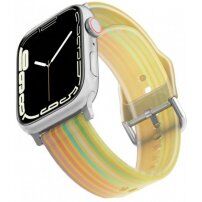 Matowy, półprzezroczysty silikonowy pasek z paskami dla Apple Watch Ultra 49mm / 46mm / 45mm / 44mm / 42mm - żółte