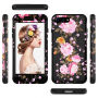 Super trwały futerał dla Apple iPhone 7 Plus / 8 Plus - czarny z kwiatami