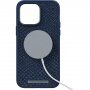 NJORD pokrowiec z łososiowej skóry z MagSafe dla iPhone 14 Pro Max - ciemnoniebieski