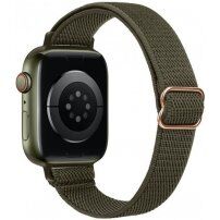 Nylonowy cienki pasek z przesuwaną klamrą dla Apple Watch Ultra 49mm / 46mm / 45mm / 44mm / 42mm - oliwkowe