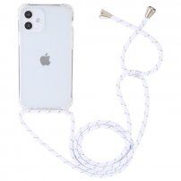 Przezroczysty pokrowiec ze sznurkiem dla iPhone 12 mini - biało-złote