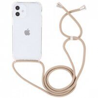 Przezroczysty pokrowiec ze sznurkiem dla iPhone 12 / 12 Pro - beżowe