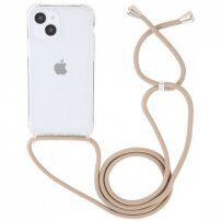 Przezroczysty pokrowiec ze sznurkiem dla iPhone 14 Plus - beżowe