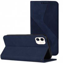 Skórzane etui z klapką i wzorem dla iPhone 11 - ciemnoniebieski