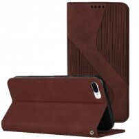 Skórzane etui z klapką i wzorem dla iPhone 7 Plus / 8 Plus - brązowy