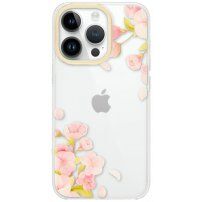 Przezroczysty pokrowiec z kwiatowym wzorem dla iPhone 13 Pro - begonie