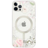 Kwiecista matowa przezroczysty pokrowiec z MagSafe dla iPhone 11 Pro Max - róże