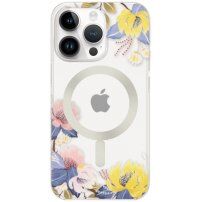 Kwiecista matowa przezroczysty pokrowiec z MagSafe dla iPhone 14 Pro Max - kolorowe