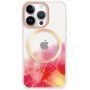 Przezroczysty pokrowiec z wzorem w kolorze wody i MagSafe dla iPhone 13 Pro Max - czerwony
