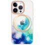 Przezroczysty pokrowiec z wzorem w kolorze wody i MagSafe dla iPhone 13 Pro Max - niebieskie